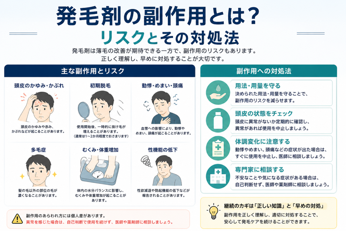 発毛剤の副作用とは？リスクとその対処法